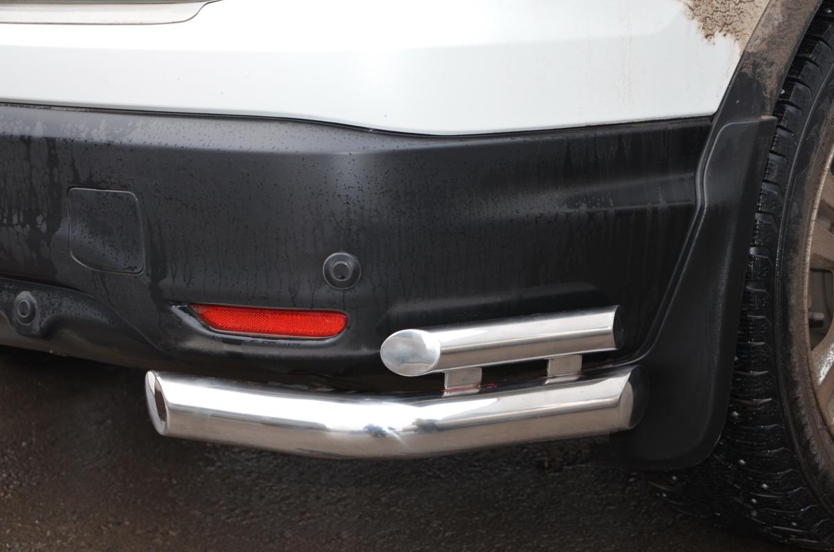 Защита заднего бампера угловая двойная для автомобиля Nissan Qashqai 2014 арт.  NQ.15.19, Россия