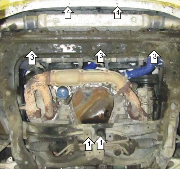 Защита алюминиевая Мотодор (Двигатель, Масляного фильтра, Радиатор), 5 мм, Алюминий для Subaru Forester ST 2002-2005 арт. 32229