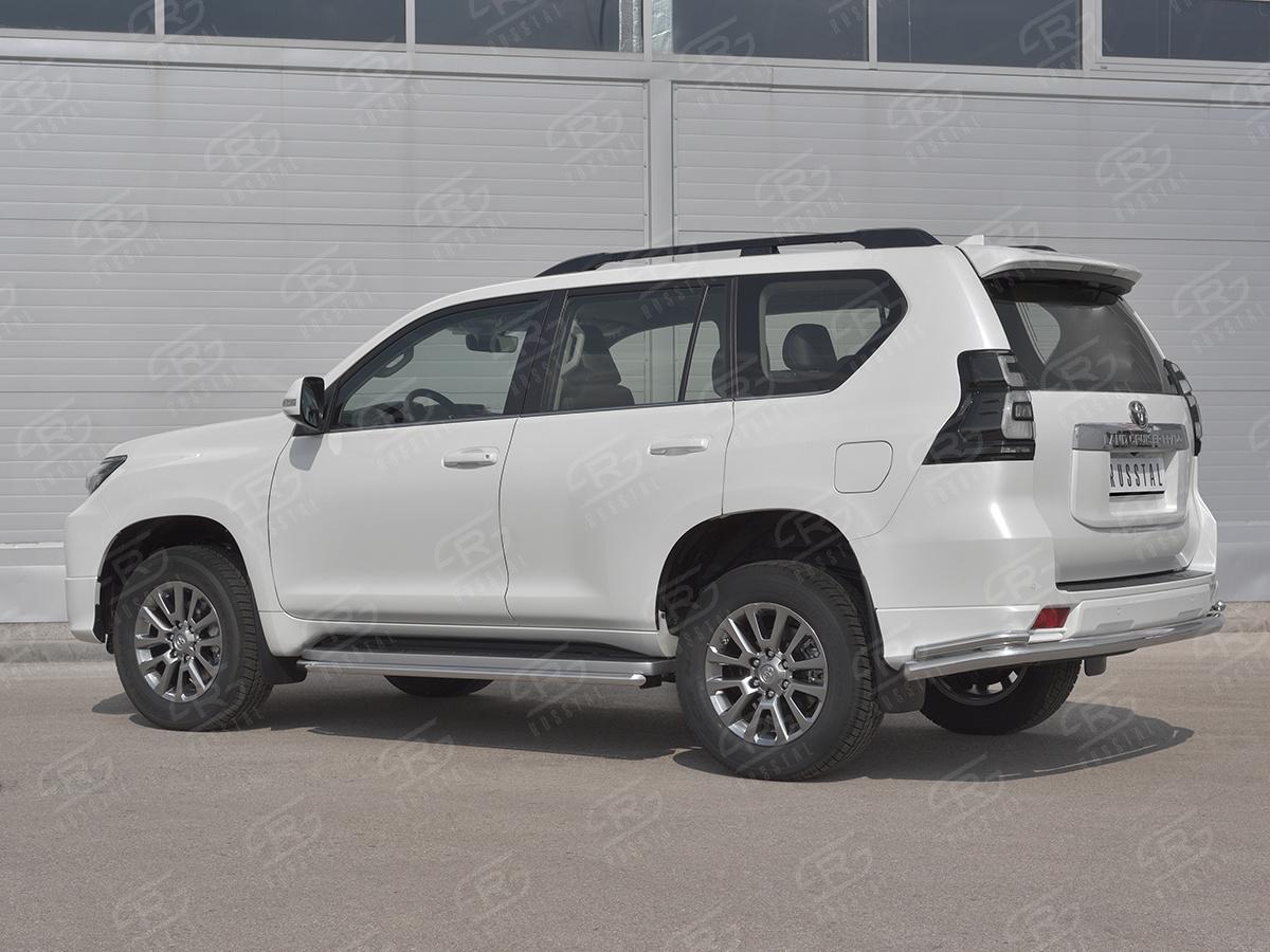 Защита заднего бампера d57 секции d42x2 уголки для автомобиля Toyota Land Cruiser Prado 150 Style 2019, Slitkoff LCPZ-003303