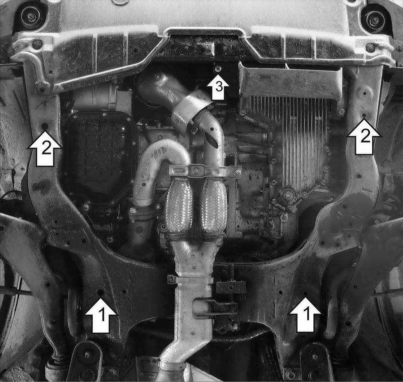 Защита стальная Мотодор (Двигатель, Коробка переключения передач), 2 мм, Сталь для Nissan Murano 2003-2007 арт. 01455