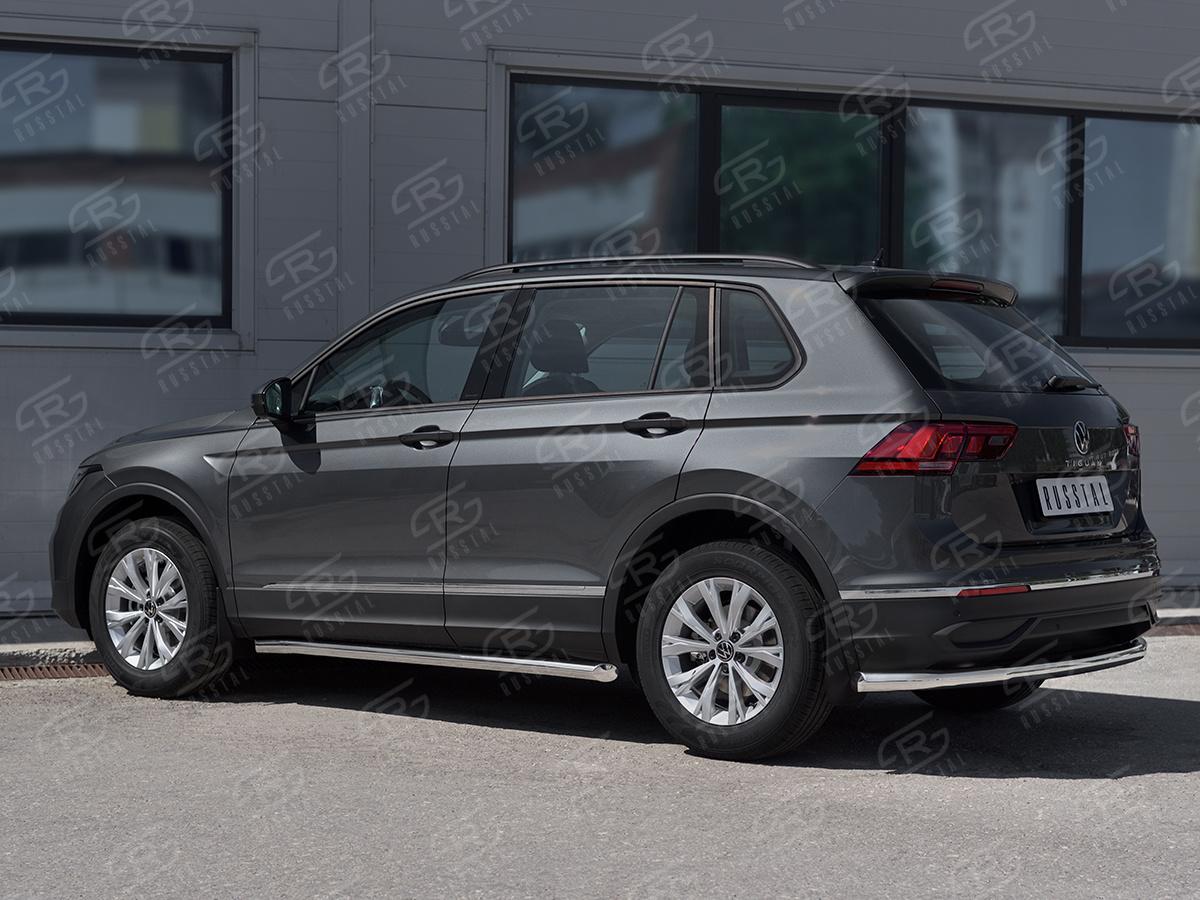 VOLKSWAGEN TIGUAN 2020- (кроме R-LINE) Защита заднего бампера d57 секции VGZ-003581