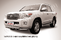 Защита переднего бампера d76+d76 двойная с профильной защитой картера Toyota Land Cruiser 200 (2013-2015) Black Edition, Slitkoff, арт. TLC2-13-001BE