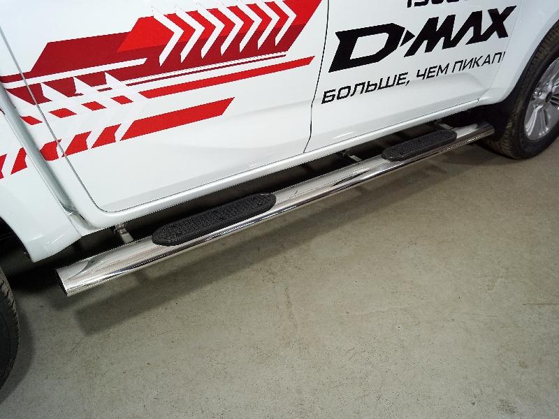 Пороги овальные с накладкой 120х60 мм для автомобиля Isuzu D-MAX 3.0D 2019-,TCC Тюнинг ,арт. ISDMAX19-17
