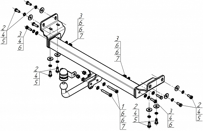 Фаркоп Omoda C7 2025-, тип шара A (оцинкованный), MOTODOR, арт. 99026-A