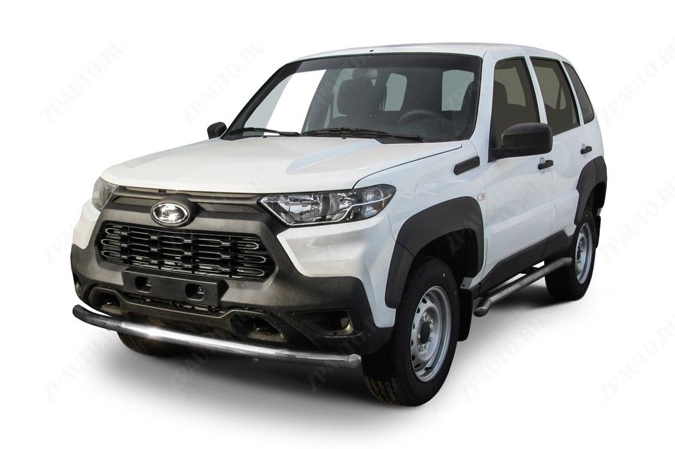 Защита переднего бампера d57 Lada Niva Travel (2020-2023) Black Edition, Slitkoff, арт. NivTR006BE