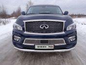 Защита передняя нижняя (с ходовыми огнями) 76,1 мм для автомобиля Infiniti QX 80 2014-2018, TCC Тюнинг INFQX8014-11