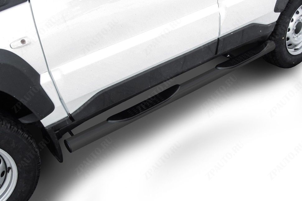 Защита порогов d76 с проступями серебристая Lada Niva Travel (2020-2023) , Slitkoff, арт. NivTR007S