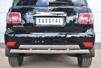 Защита заднего бампера d75х42/75х42 овальные дуги для Nissan Patrol 2014, Руссталь, PATZ-001735