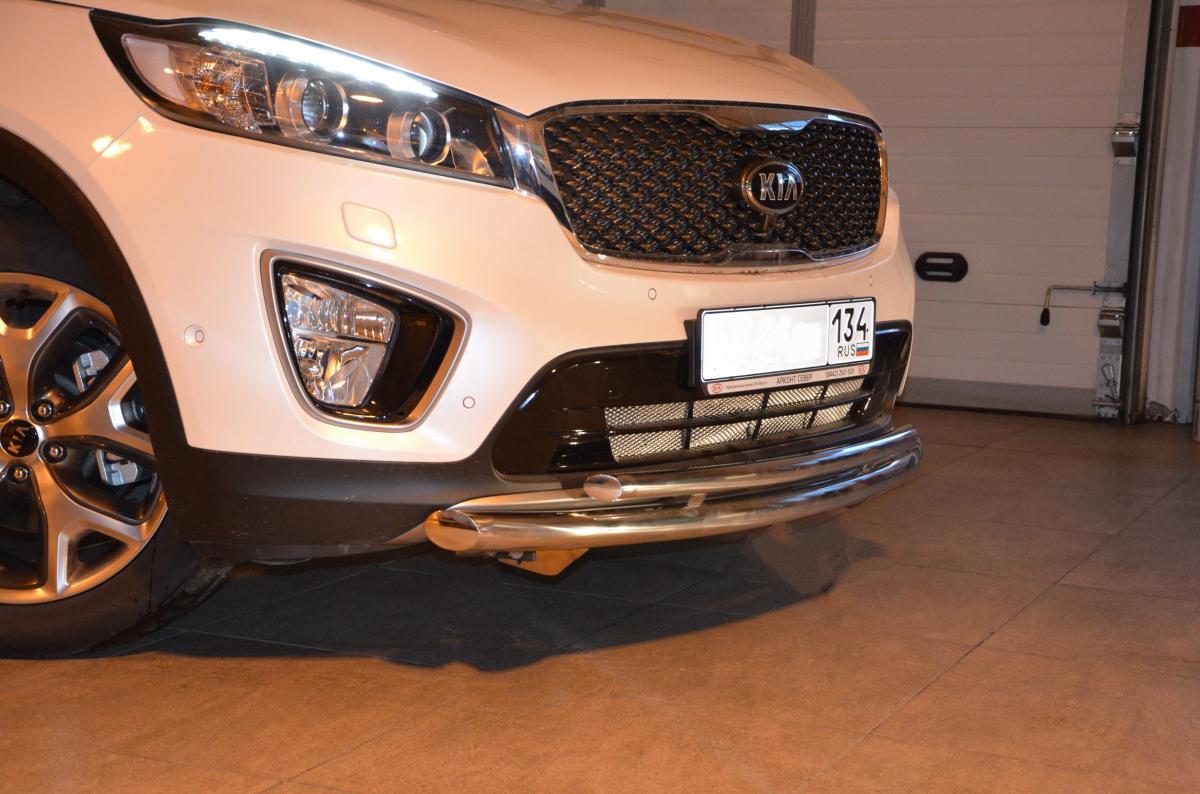 Защита переднего бампера двойная для автомобиля KIA Sorento 2015. KSR.15.03-1, Россия