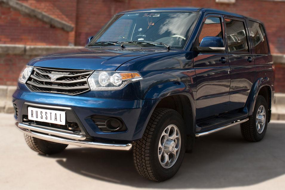 Защита переднего бампера d57/42 дуги для UAZ Patriot 2014, Slitkoff UPZ-002067