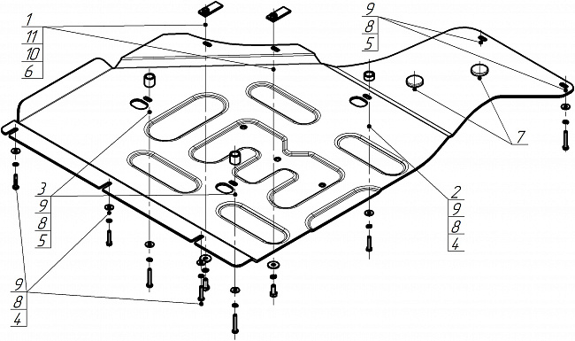 Защита алюминиевая Мотодор (Силовые провода), 4 мм,  Voyah Free  2023- арт. 348602