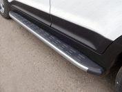 Пороги алюминиевые с пластиковой накладкой (карбон серебро) 1720 мм для автомобиля Hyundai Creta 2016- TCC Тюнинг арт. HYUNCRE16-06SL