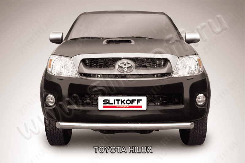 Защита переднего бампера d57 радиусная Toyota Hilux (2011-2015) Black Edition, Slitkoff, арт. THL11-002BE