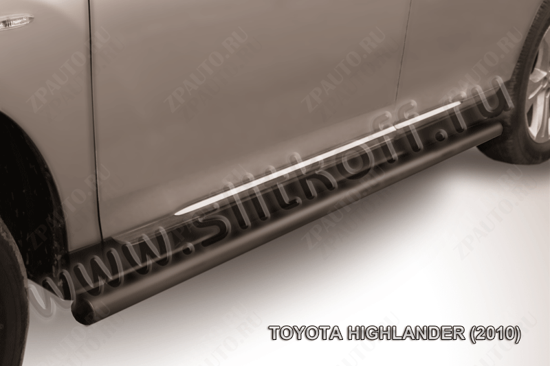 Защита порогов d57 труба черная Toyota Highlander (2010-2013) , Slitkoff, арт. THI010B