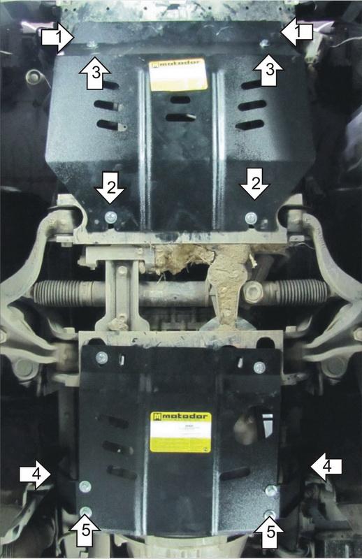 Защиты Грузовые Motodor (Двигатель, Радиатор, Интеркулер, Трубки кондиционера), 2 мм, Сталь для Isuzu NLR 85A 2008- арт. 26404
