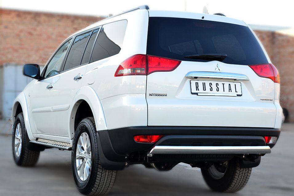 Защита заднего бампера d75х42 для Mitsubishi Pajero Sport 2013, Slitkoff MPSZ-001587