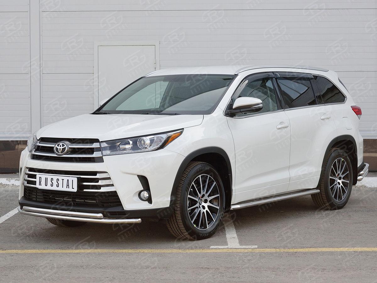 Защита переднего бампера d42/42 на Toyota Highlander 2016, Slitkoff THRZ-002614