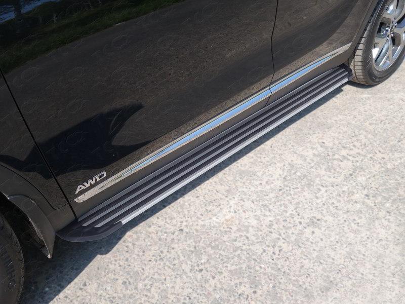 Пороги алюминиевые "Slim Line Silver" 1820 мм для автомобиля Kia Sorento Prime 2018-, TCC Тюнинг KIASORPR18-27S