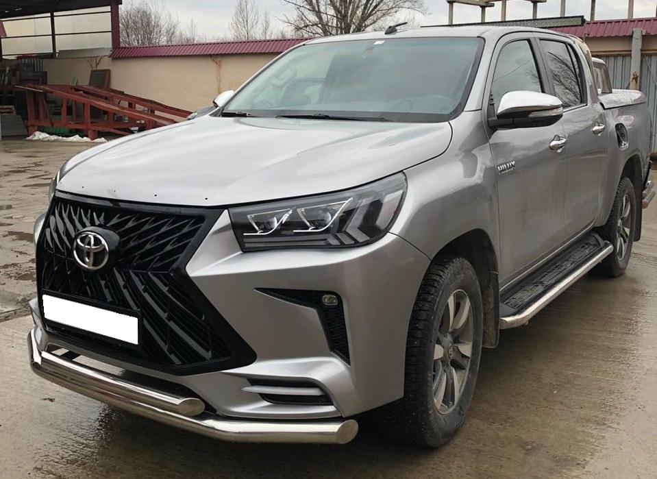 Защита переднего бампера двойная (бампер из Тайваня) для автомобиля Toyota Hilux 2015 арт. THL.15.03-1, Россия
