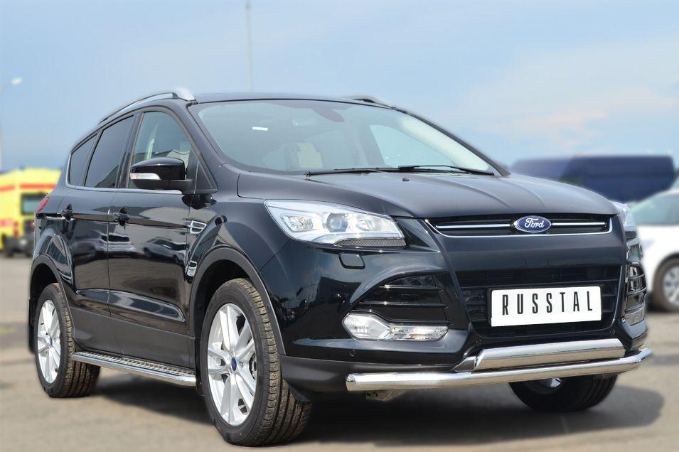 Защита переднего бампера d57/75х42 для Ford Kuga 2013, Slitkoff FGZ-001378