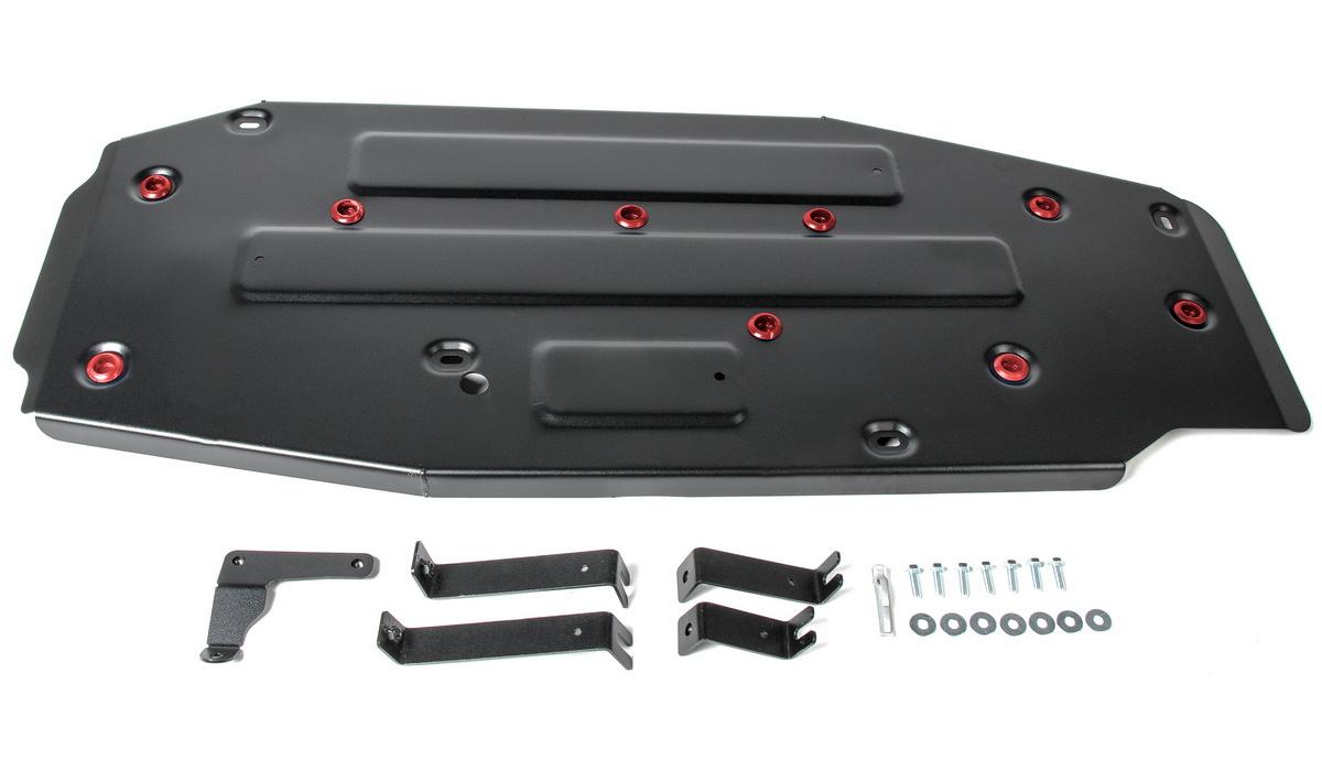 Защита топливного бака АвтоБроня для Geely Atlas (V - 2.0; 2.4) 2018-н.в., штампованная, сталь 1.8 мм, с крепежом, 111.01915.1