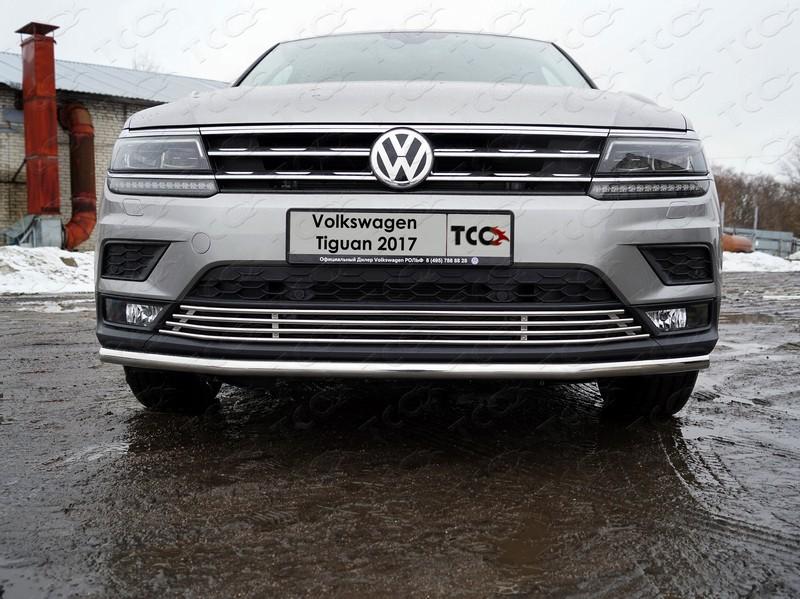 Решетка радиатора нижняя 12 мм для автомобиля Volkswagen Tiguan 2017- TCC Тюнинг арт. VWTIG17-62