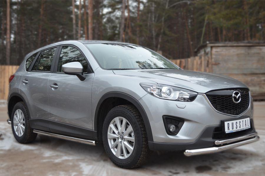 Защита порогов d57 вариант 3 для Mazda CX-5 2011, Slitkoff M5T-0011357