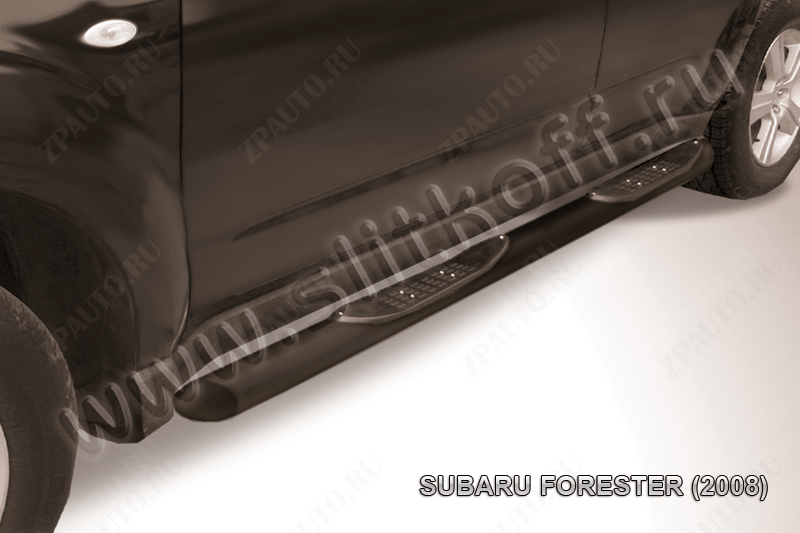Защита порогов d76 с проступями черная Subaru Forester (2007-2013) , Slitkoff, арт. SF014B