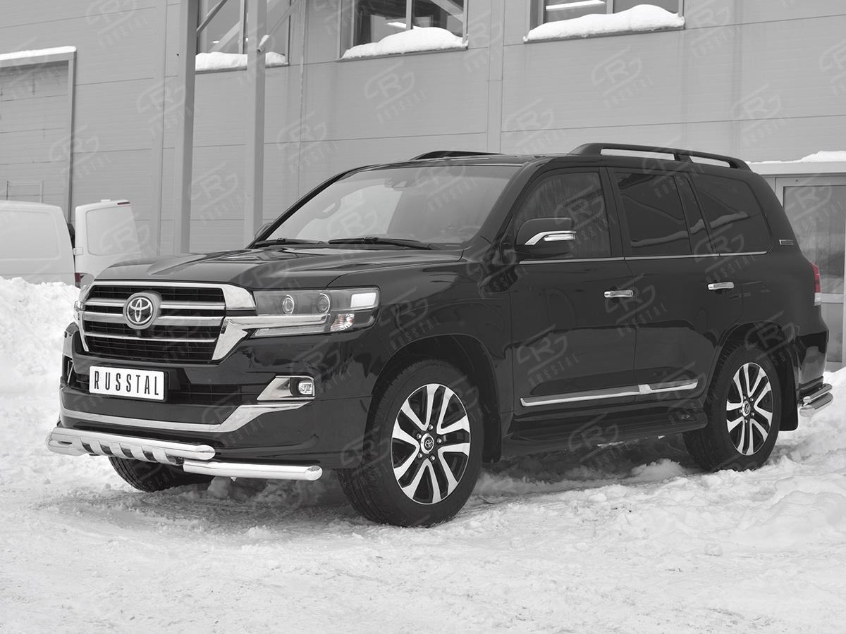 Защита переднего бампера d57 дуга-d57 уголки+клыки TLCZ-003113 для автомобиля TOYOTA LAND CRUISER 200 2018 EXECUTIVE LOUNGE, Slitkoff