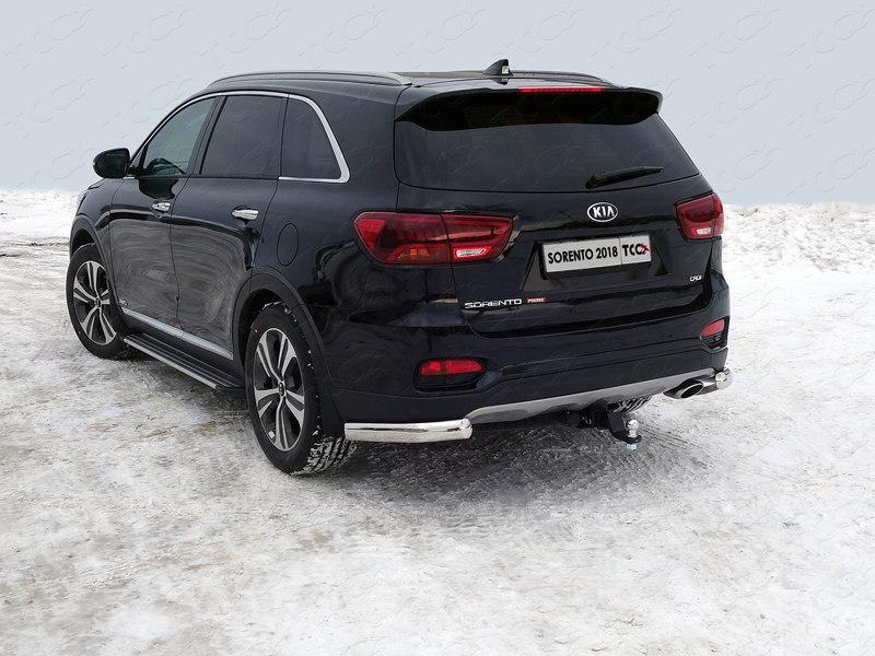 Защита задняя (уголки овальные) 75х42 мм для автомобиля Kia Sorento Prime 2018-, TCC Тюнинг KIASORPR18-28