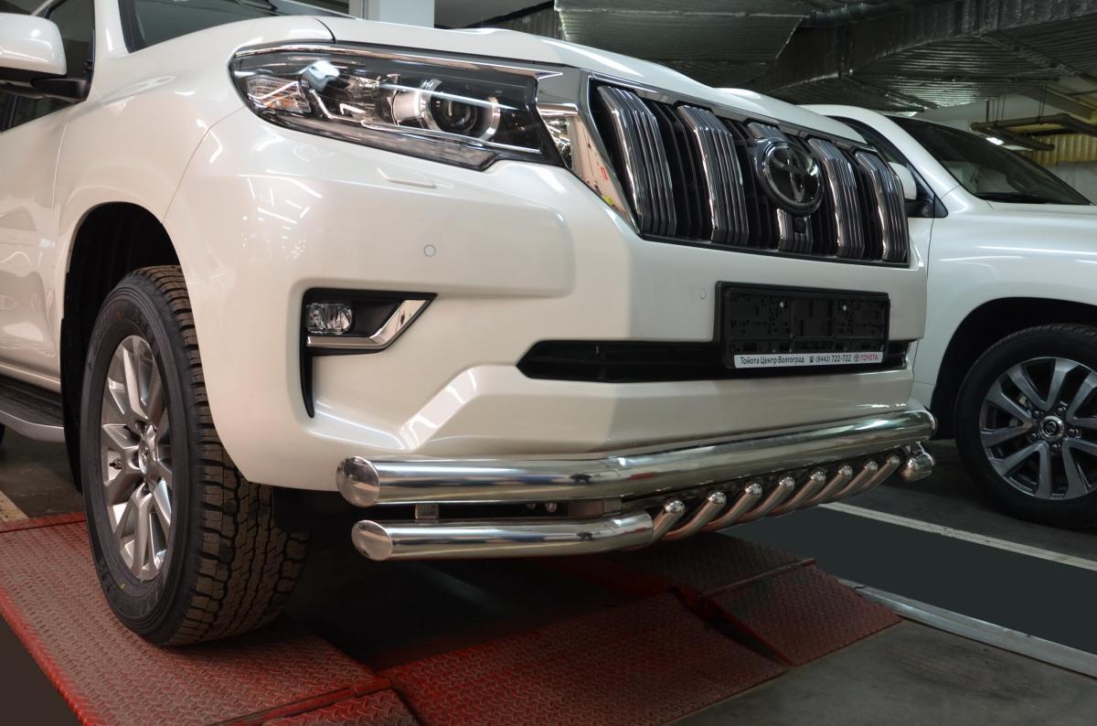 Защита переднего бампера тройная с защитой акула Toyota Land Cruiser 150 Prado 2017, TLCP150.17.06, Россия