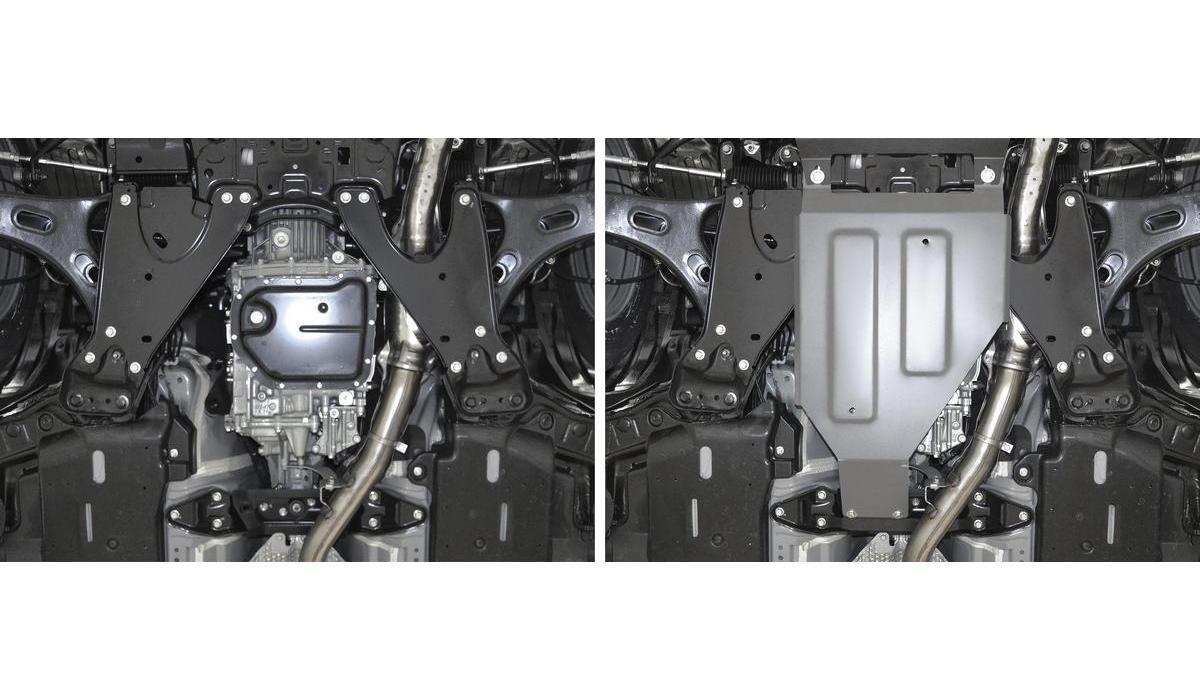 Защита КПП Rival для Subaru Forester V 4WD 2018-н.в., штампованная, алюминий 3 мм, с крепежом, 333.5435.1