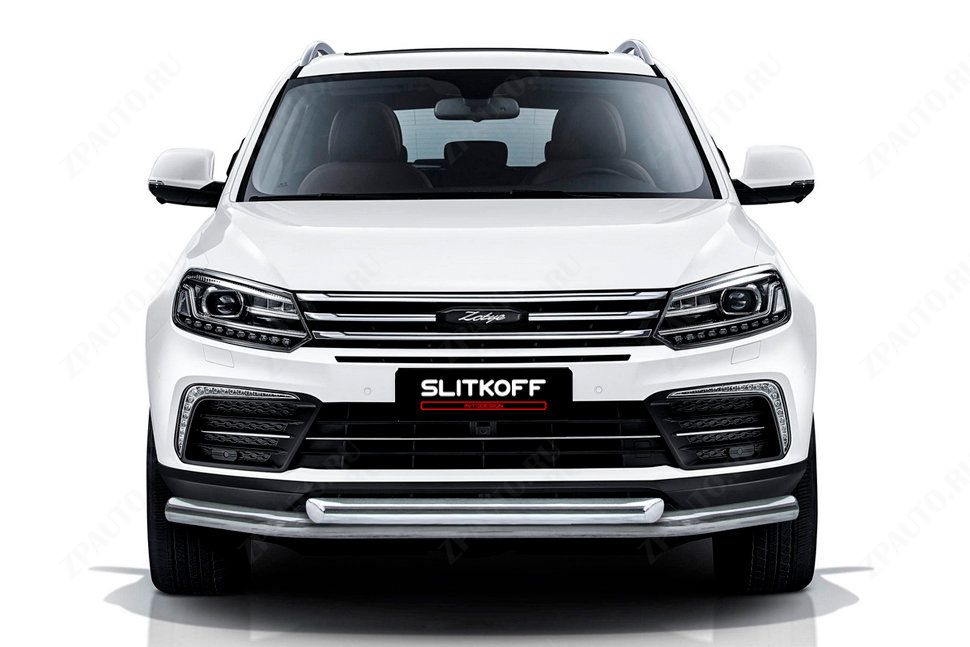 Защита переднего бампера d57+d57 Zotye Coupa (2013-2023) , Slitkoff, арт. ZOTCOP-002
