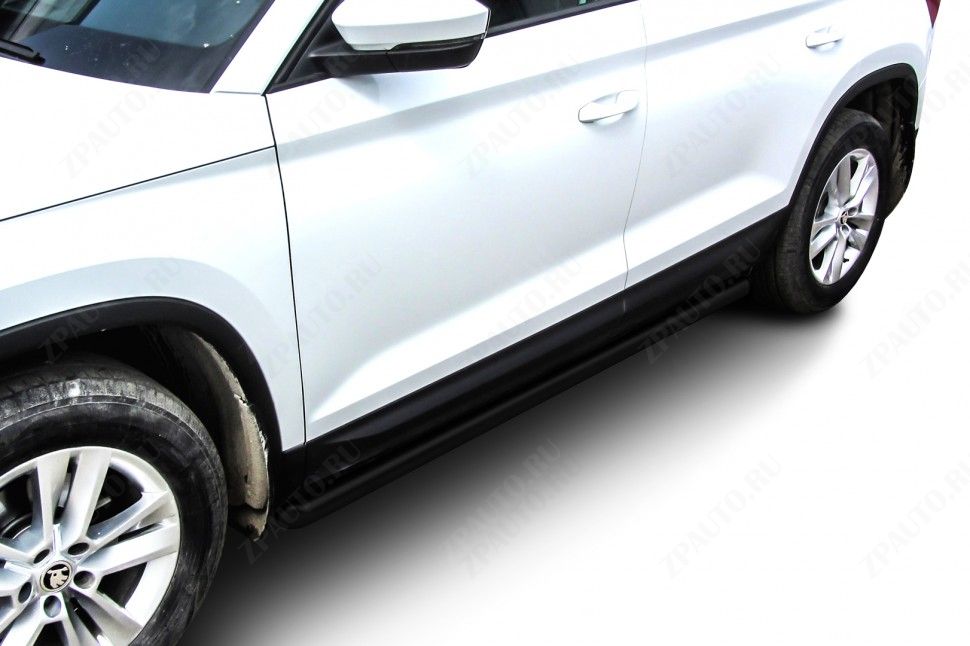 Защита порогов D57 труба черная Skoda Kodiaq (2016-2021) , Slitkoff, арт. SKKOD-004B