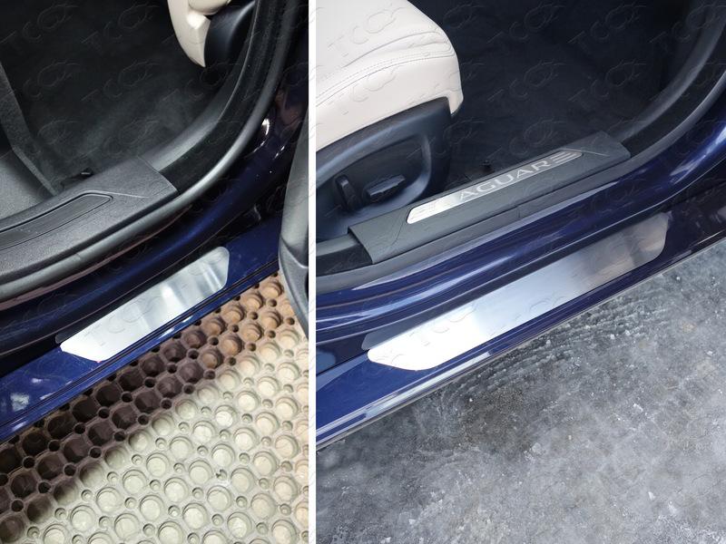 Накладки на пороги (лист шлифованный) для автомобиля Jaguar XE 2015-