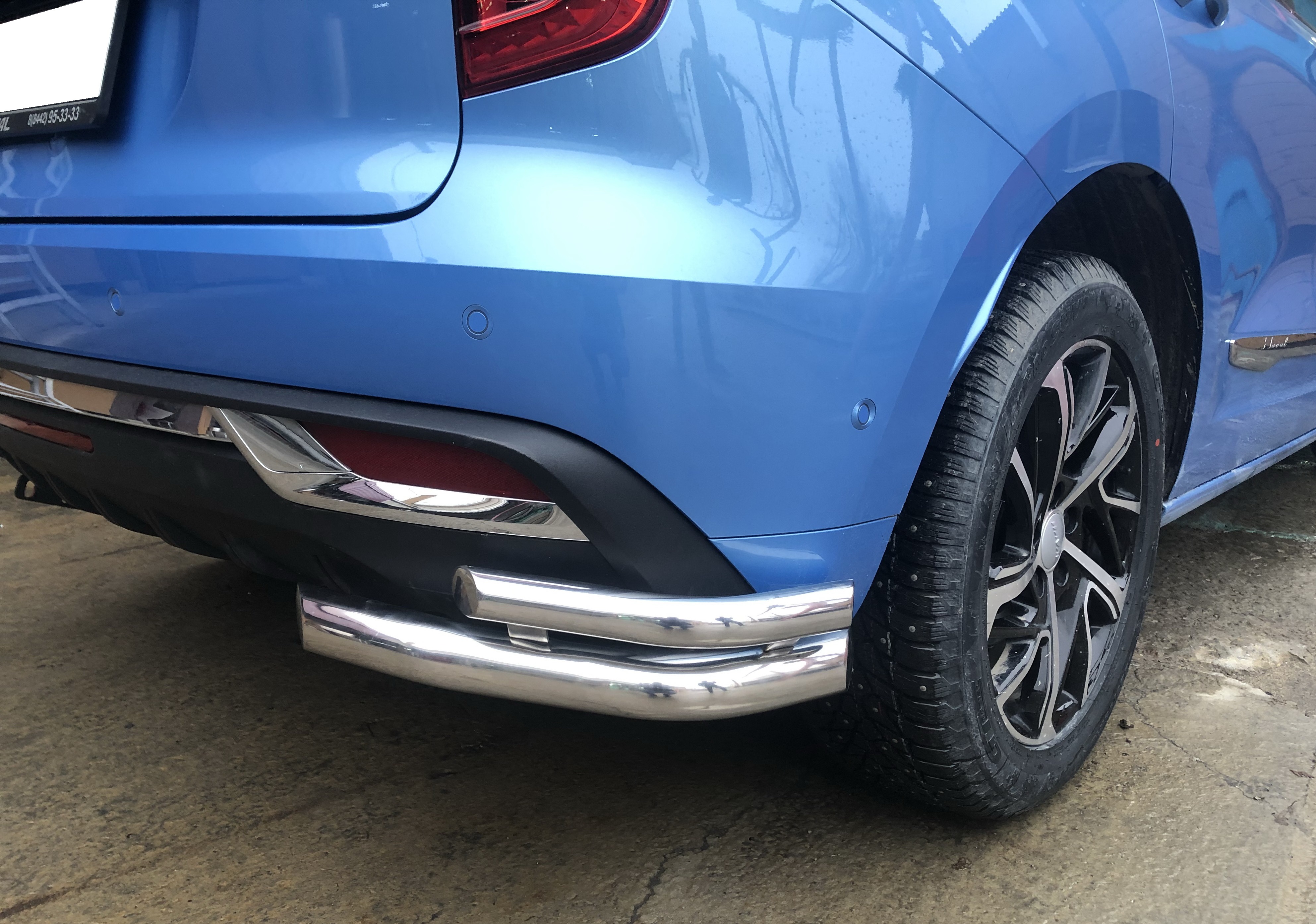 Защита заднего бампера угловая двойная для автомобиля HAVAL Jolion 2021 арт. HVJ.21.19