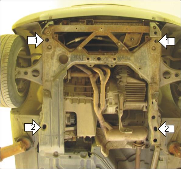 Защита стальная Мотодор (Двигатель, Коробка переключения передач), 2 мм, Сталь для Mercedes-benz A-class 1997-2004 арт. 01224
