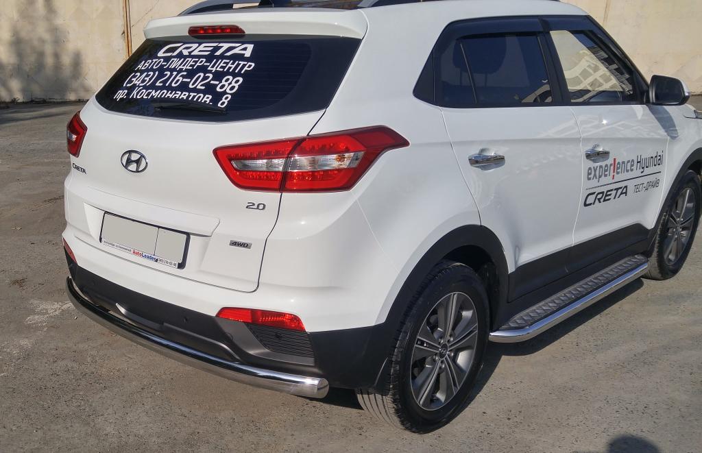 Пороги с площадкой D 60,3 для Hyundai Creta(Хендай Крета), ALFeco арт. HYCRET-16.05