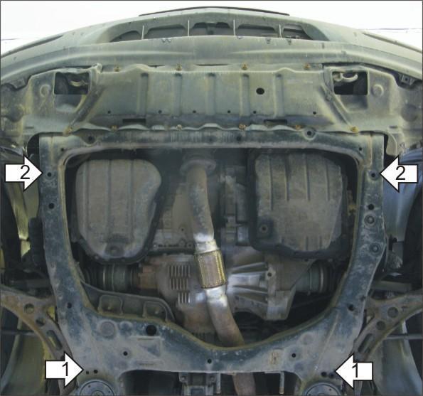 Защита стальная Мотодор (Двигатель, Коробка переключения передач), 2 мм, Сталь для Lexus RX 300 2003-2009 арт. 05005