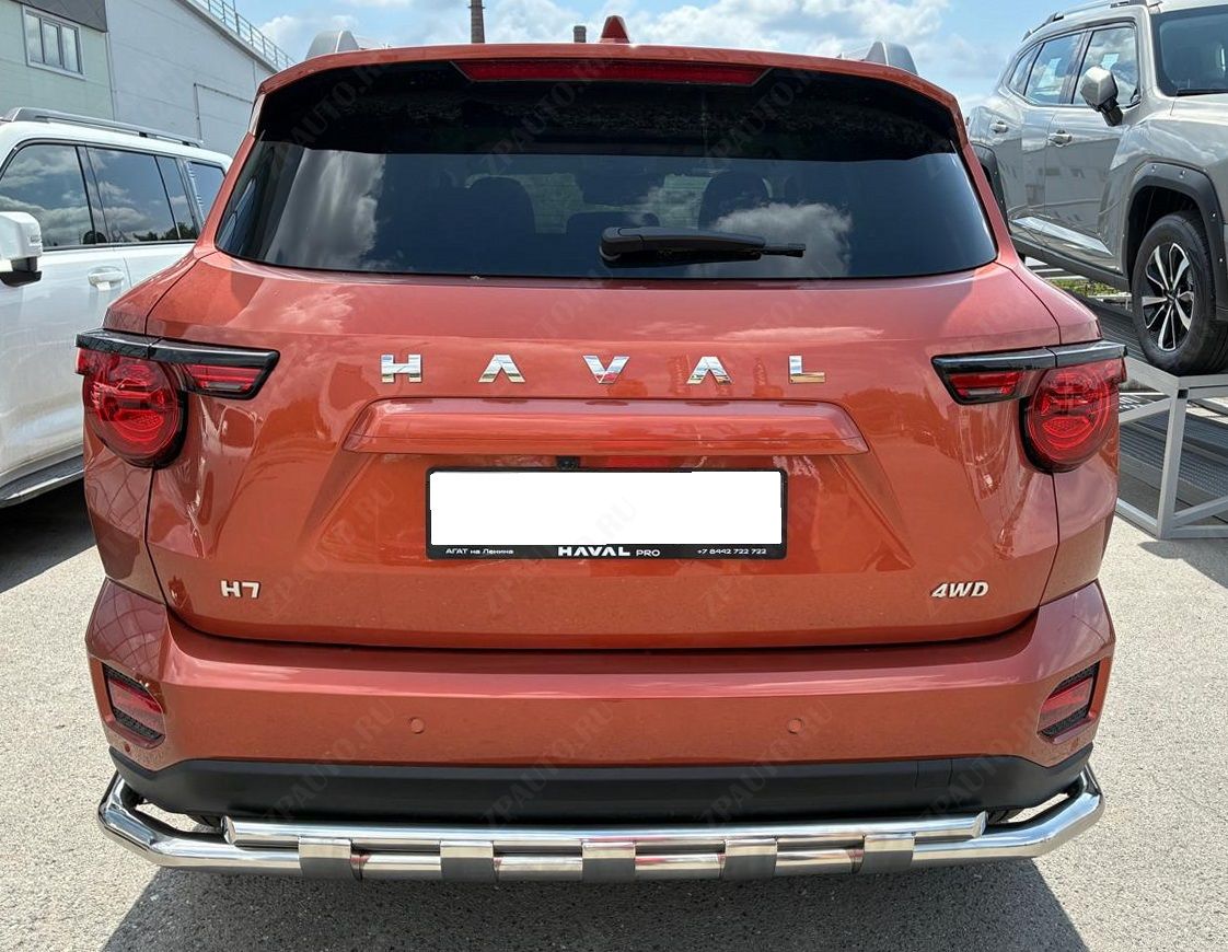 Защита заднего бампера угловая большая двойная с  перемычками для автомобиля Haval H7 2025 арт. HVH7.25.22-25