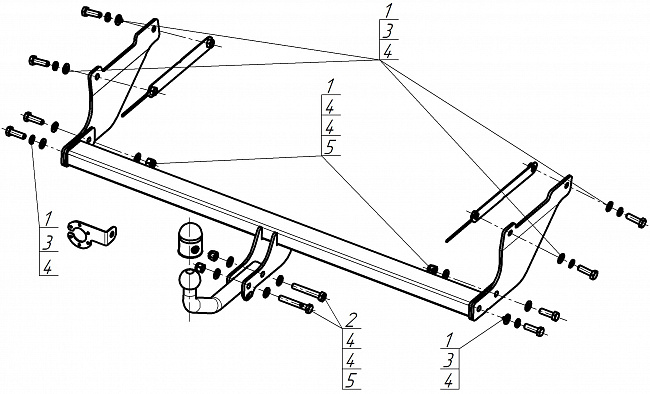 Фаркоп Ford Focus 2011-2018, тип шара A, MOTODOR, арт. F104A
