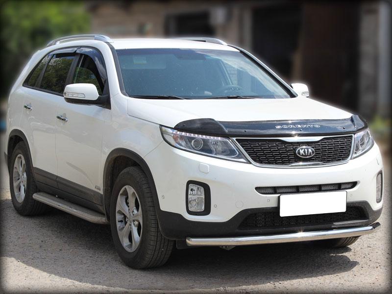 Дуга передняя по низу бампера радиусная d-60 с подгибами для KIA Sorento II 2012, Технотек KST13_1