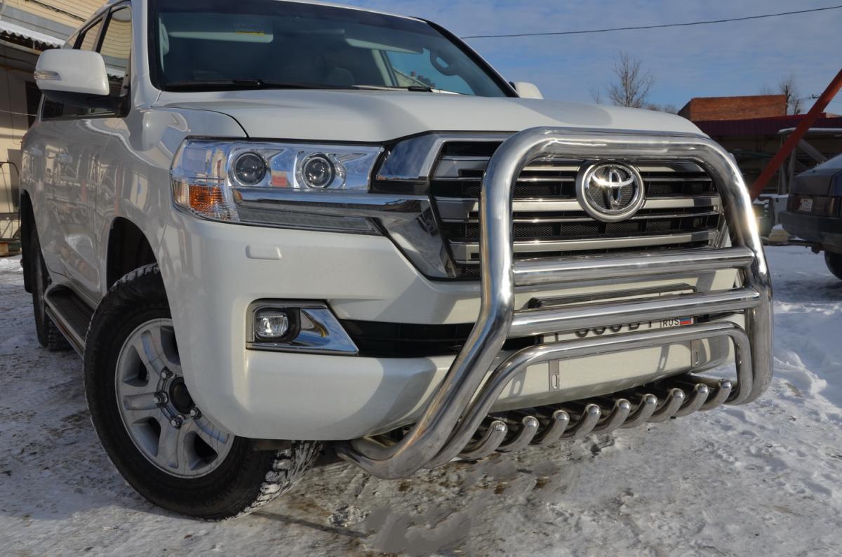 Защита переднего бампера скоба высокая+акула для автомобиля TOYOTA Land Cruiser 200    2015. TLC200.15.08, Россия