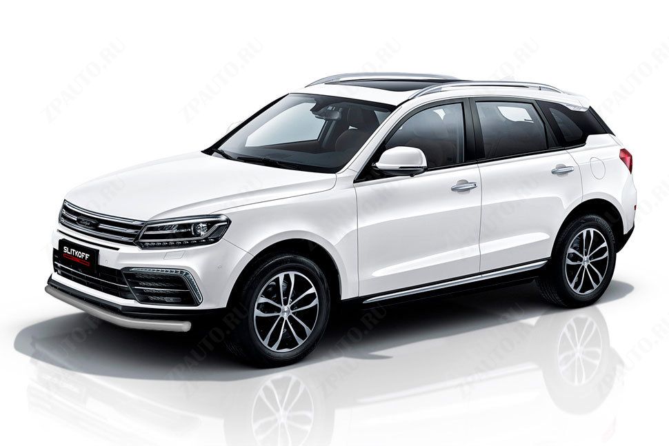 Защита переднего бампера d57 серебристая Zotye Coupa (2013-2023) , Slitkoff, арт. ZOTCOP-003S
