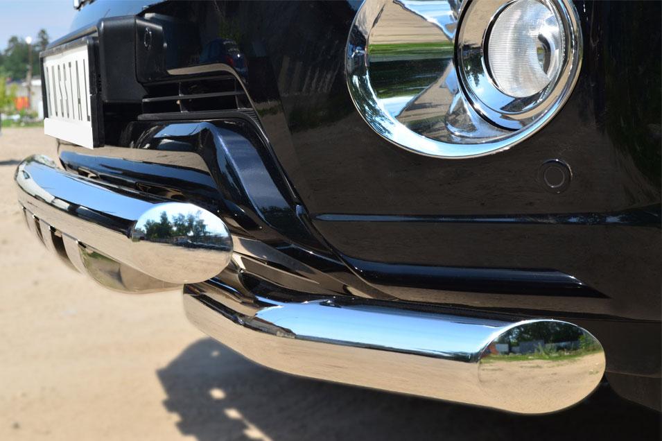 Защита переднего бампера d76/76 с клыками для Toyota LC Prado 150 2014, Slitkoff LCPZ-001716