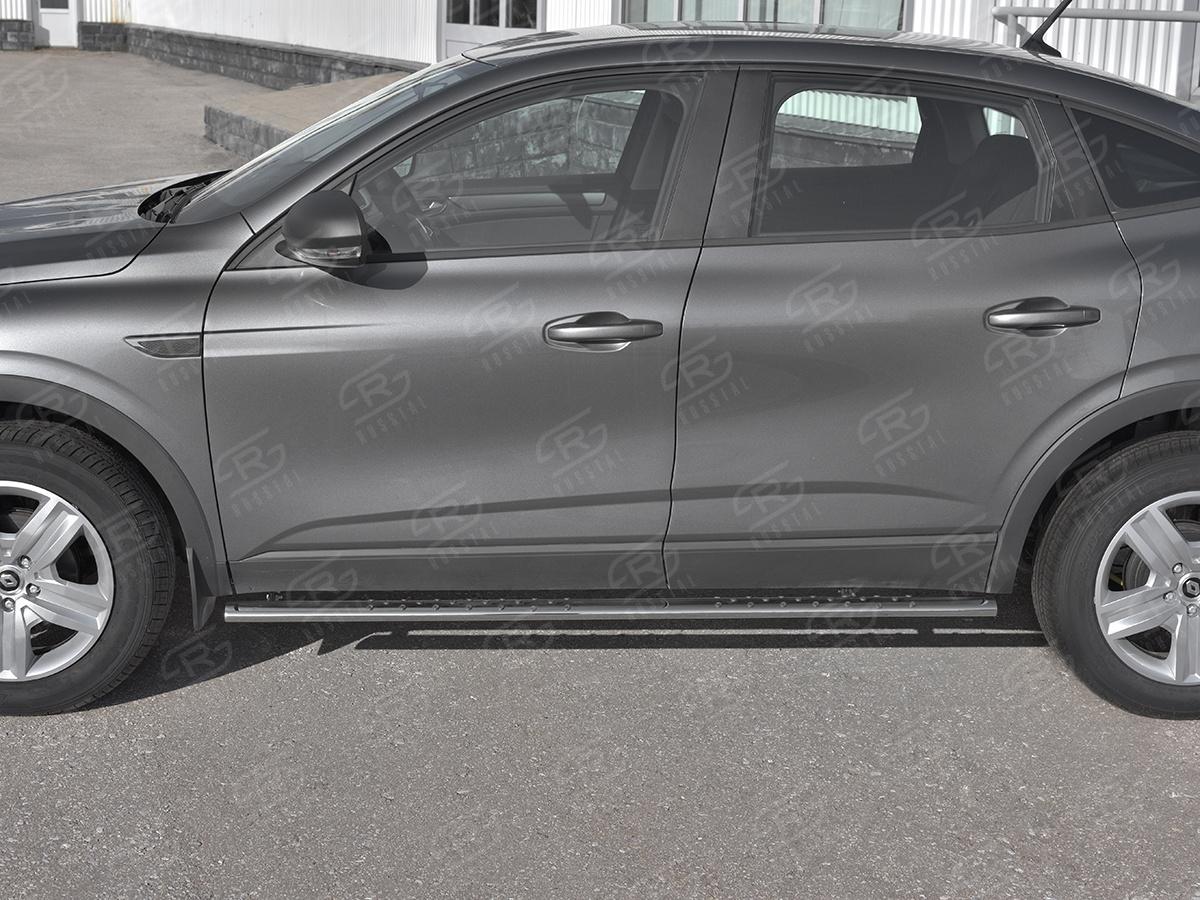 Пороги труба 75х42 овал с проступью для автомобиля Renault Arkana арт. RARO-003317, Slitkoff