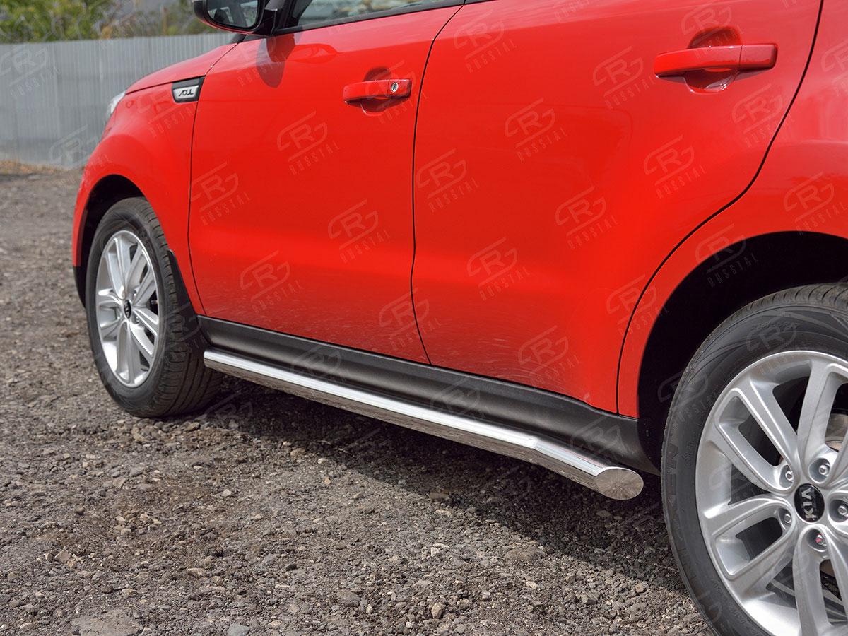 Пороги труба d57 вариант 1 на KIA Soul II 2017, Slitkoff KSOT-0027531