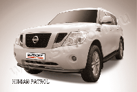 Защита переднего бампера d76 черная Nissan Patrol (2010-2014) , Slitkoff, арт. NIPAT005B
