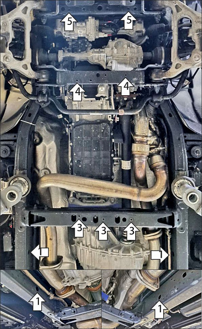 Защита алюминиевая Мотодор (Двигатель, Передний дифференциал, Коробка переключения передач, Раздаточная коробка), 5 мм,  Dodge Ram 1500 RHO  2024- арт. 32914