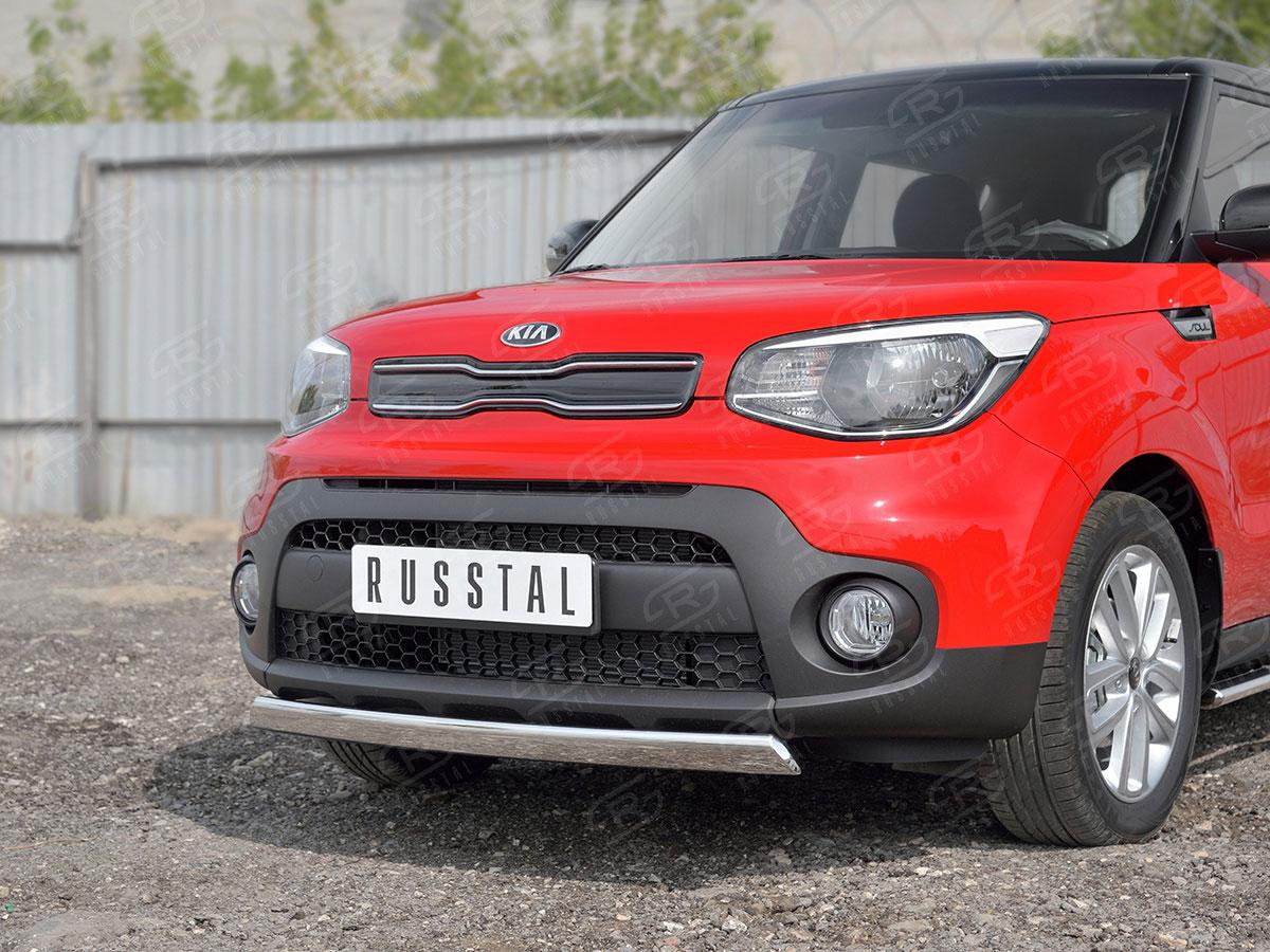 Защита переднего бампера d75х42 на KIA Soul II 2017, Slitkoff KSOZ-002751